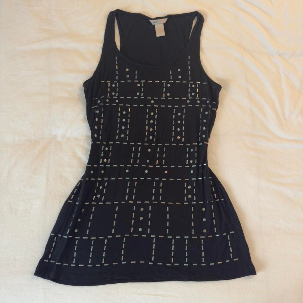 Y2k black tank with‎ square